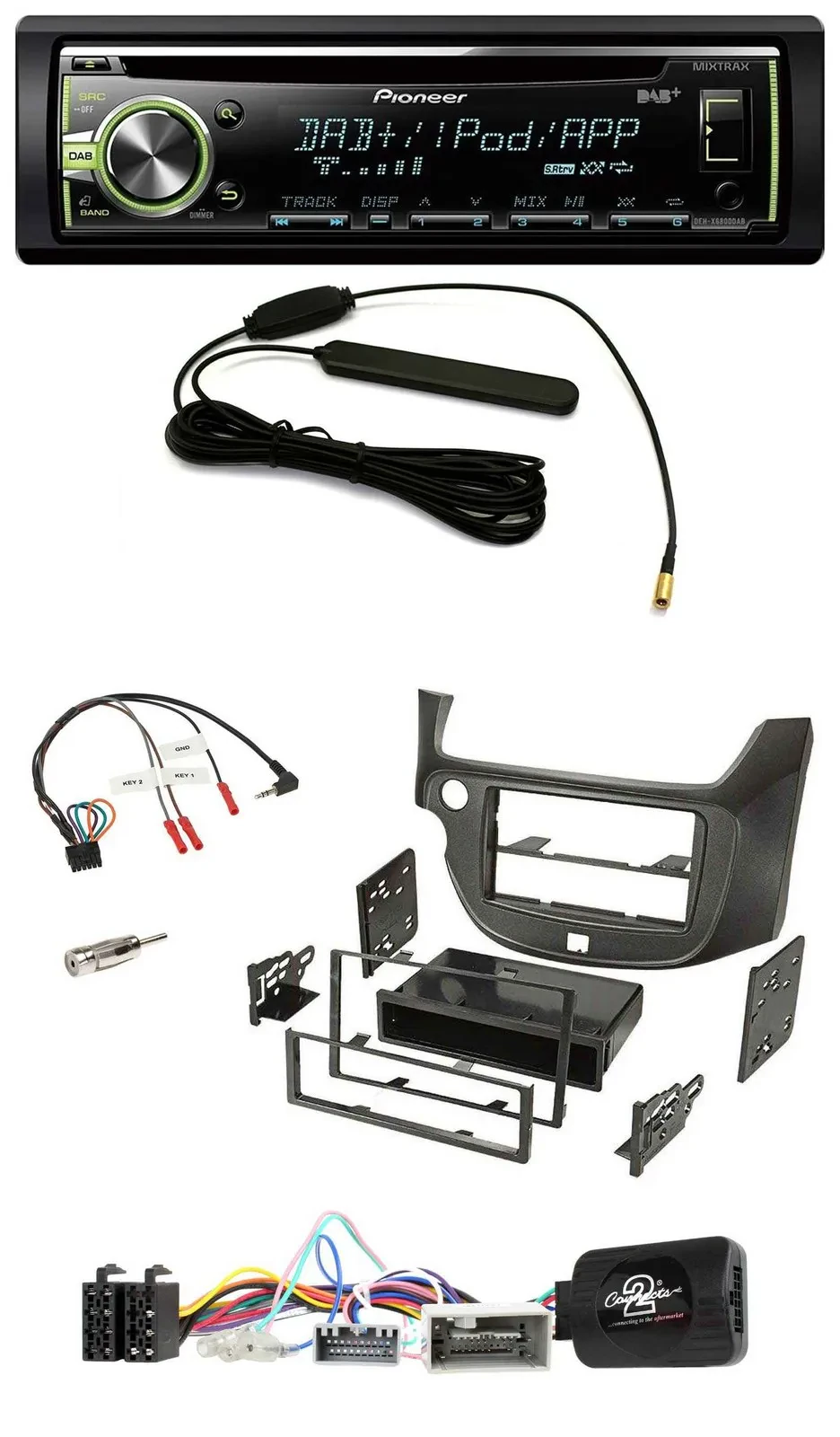 Автомагнитола для Honda Jazz с 2014 Pioneer MP3 USB CD DAB тёмно-серая