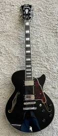 DAngelico Premier SS Semi-Hollow Electric Guitar, Black Flake, Stopbar Tailpiece