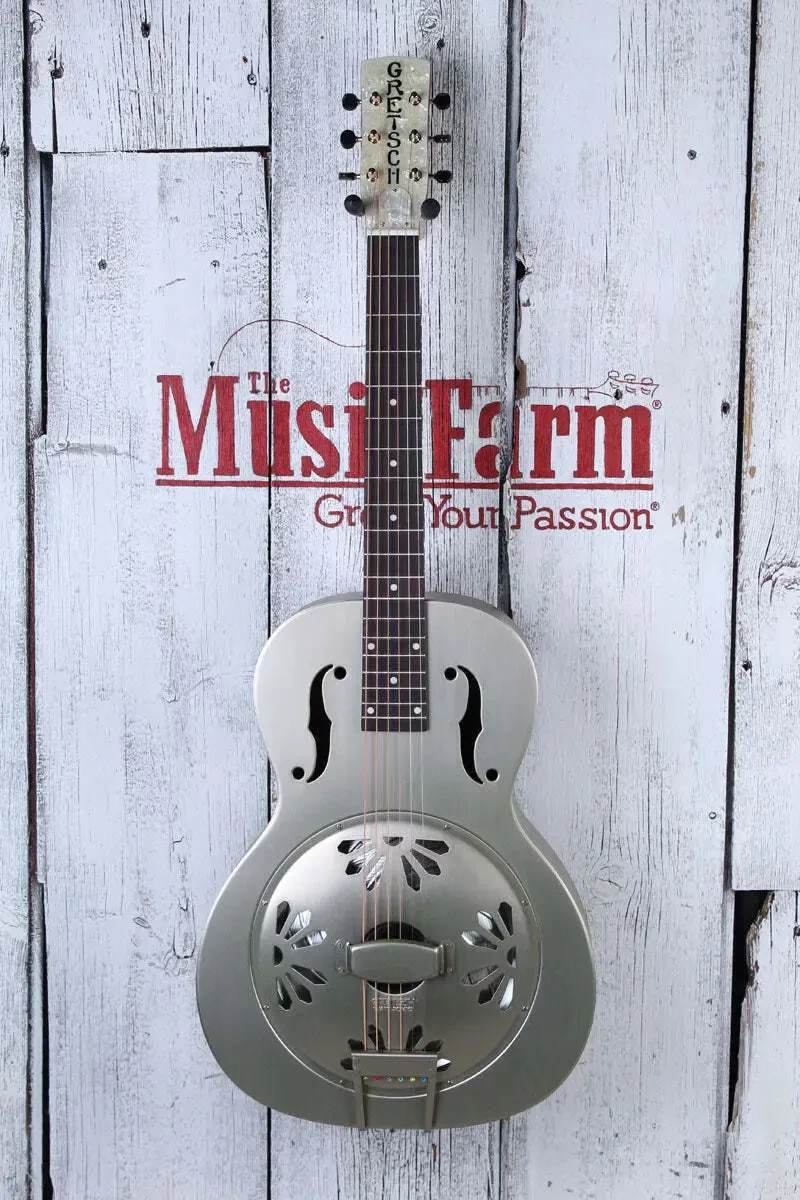 Резонаторная гитара Gretsch G9201 Honey Dipper Round Neck Brass Body Biscuit Cone