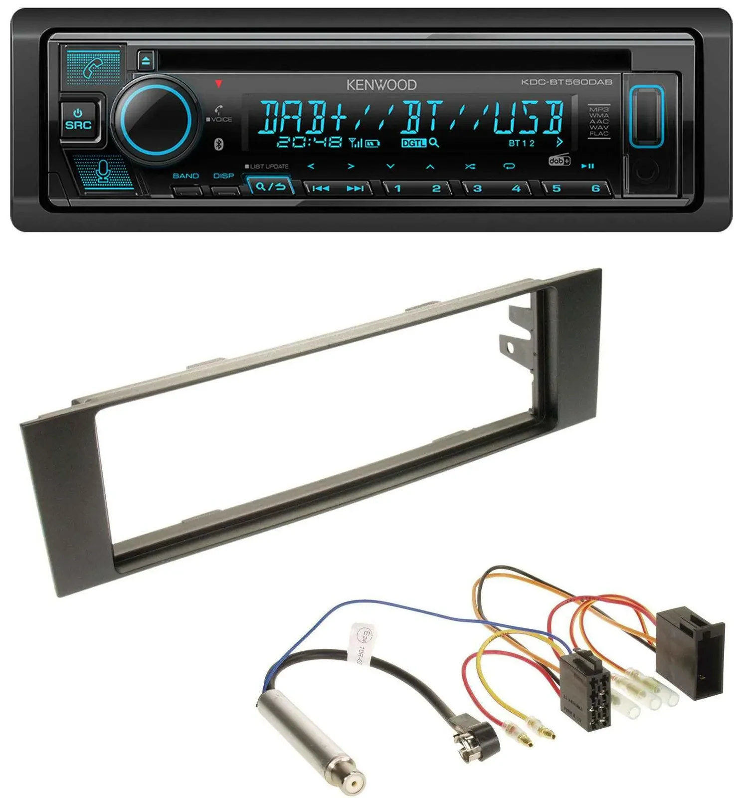 Kenwood Bluetooth DAB CD MP3 USB Autoradio für Audi A3 (8P, 03-06) - ISO