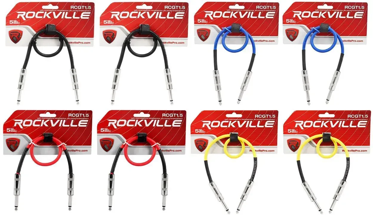 Патч-кабель инструментальный Rockville RCGT1.5 Multicolor 0.45 м (8 штук)