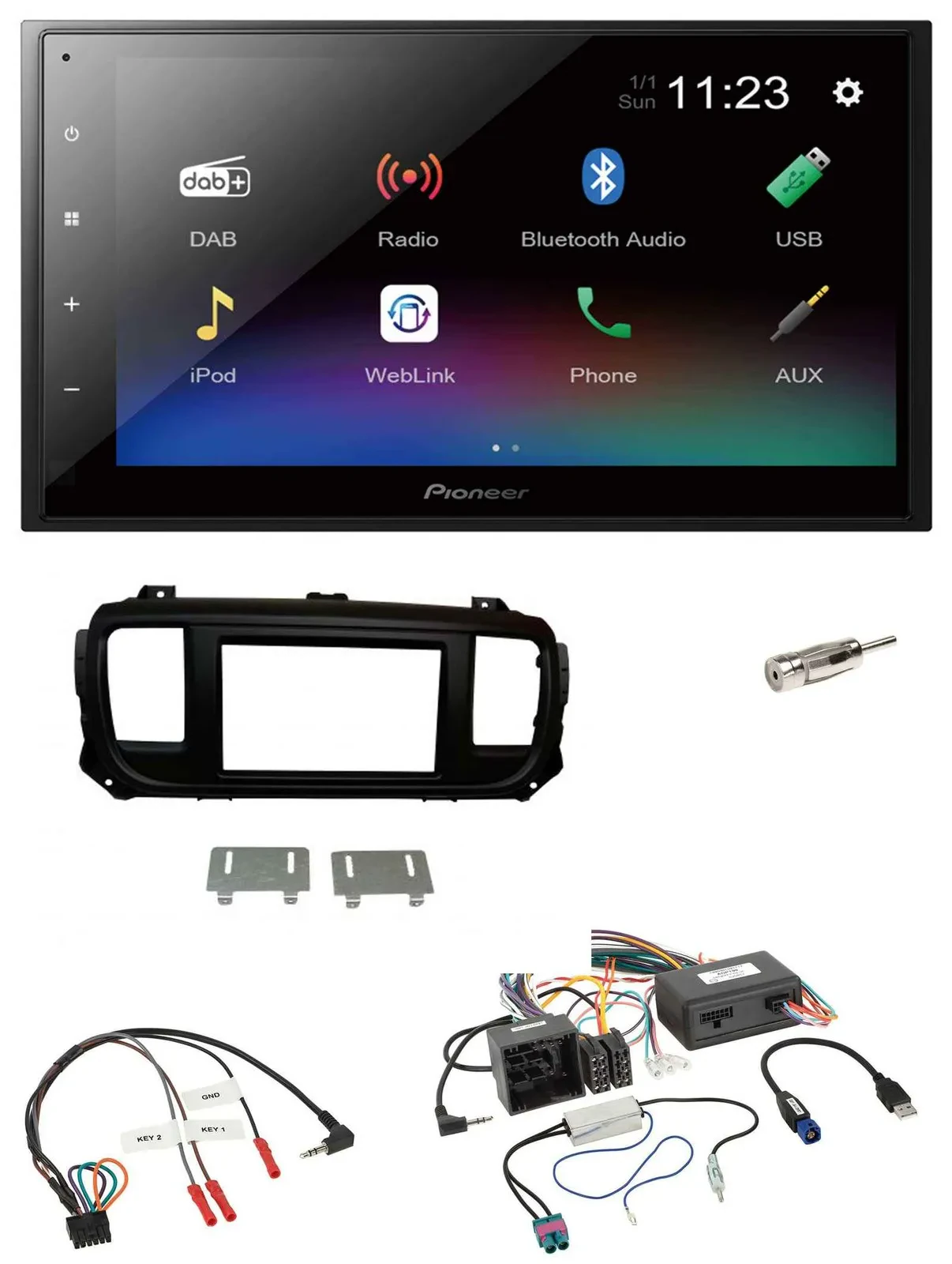 Pioneer USB Bluetooth DAB 2DIN Lenkrad Autoradio für Citroen Jumpy Spacetourer P