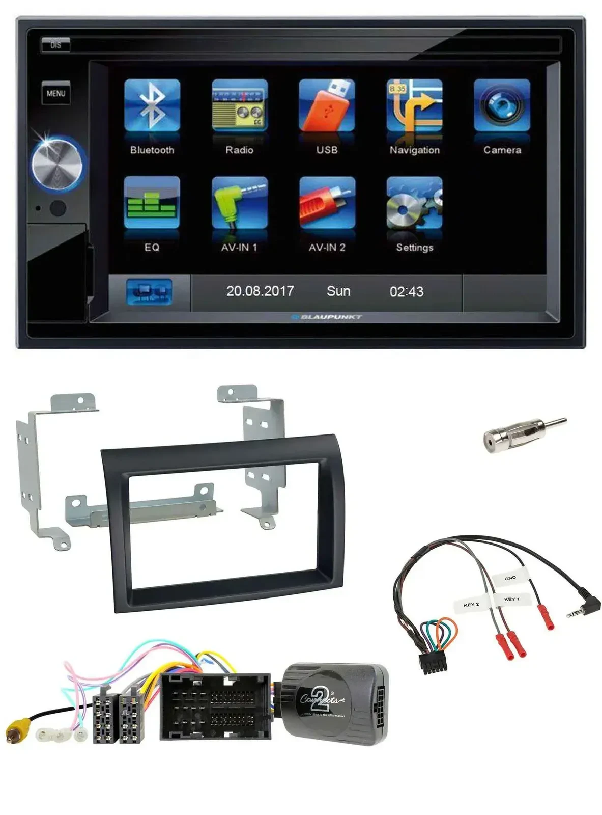 Blaupunkt 2DIN Bluetooth TMC USB Lenkrad SD Navigation für Citroen Jumper ab 14