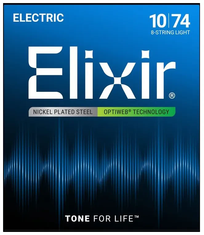 Струны для 8-струнной электрогитары Elixir 19062 Optiweb Light 10-74
