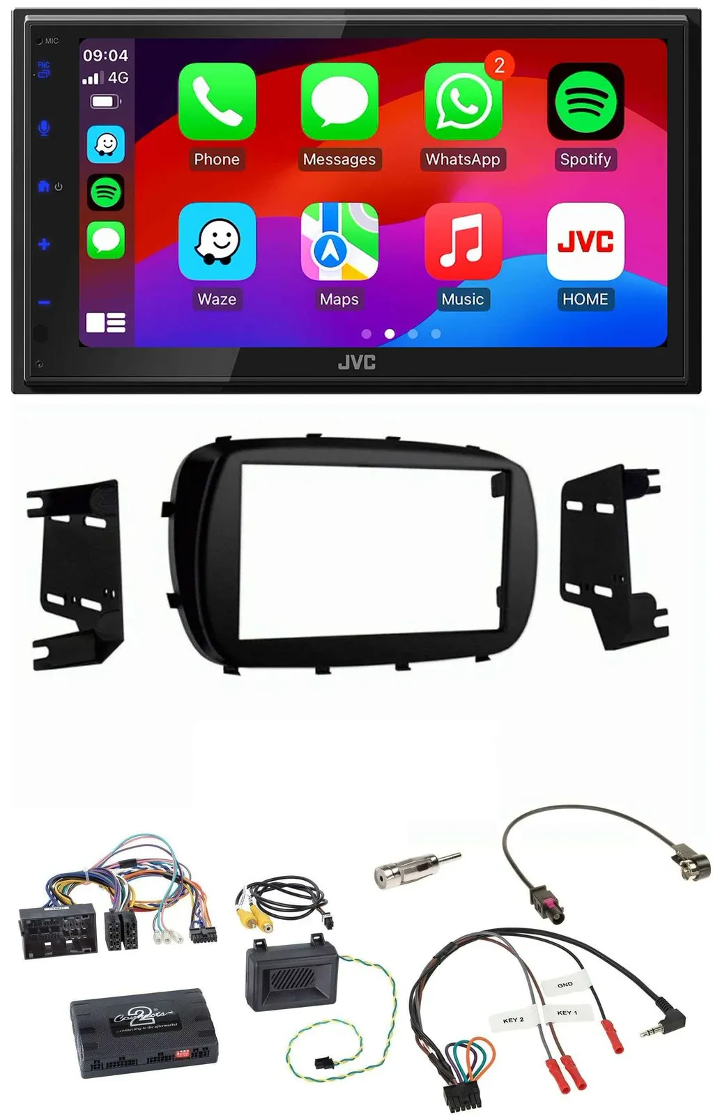 Автомагнитола JVC 2DIN DAB Bluetooth USB для Fiat 500X (с 2014)