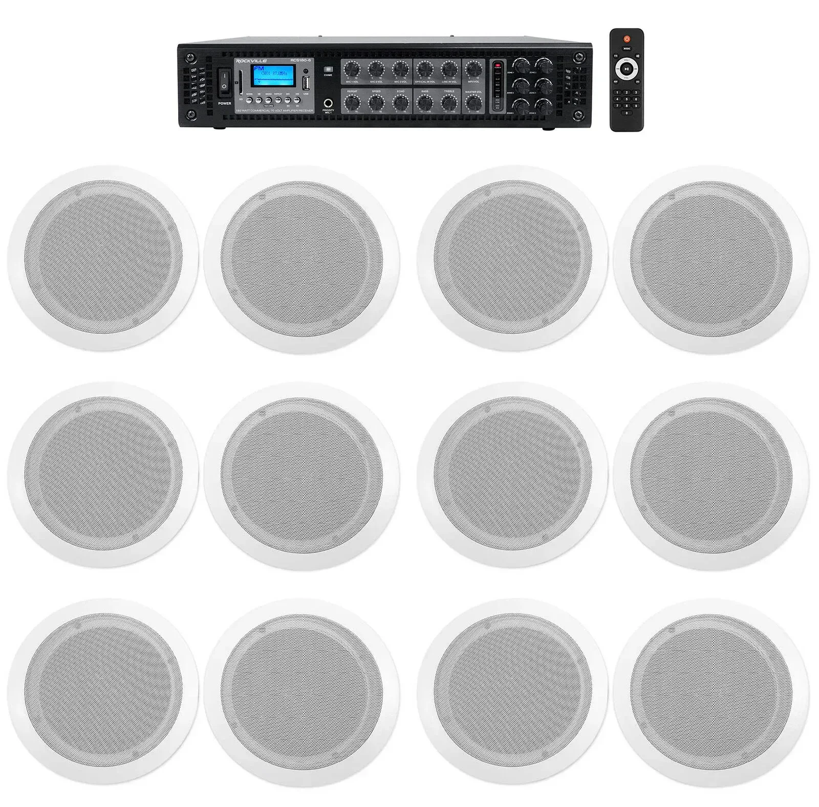 Потолочная акустика Rockville RCS180-6+(6) CC65T Wh HOTEL White с усилителем (12 штук)