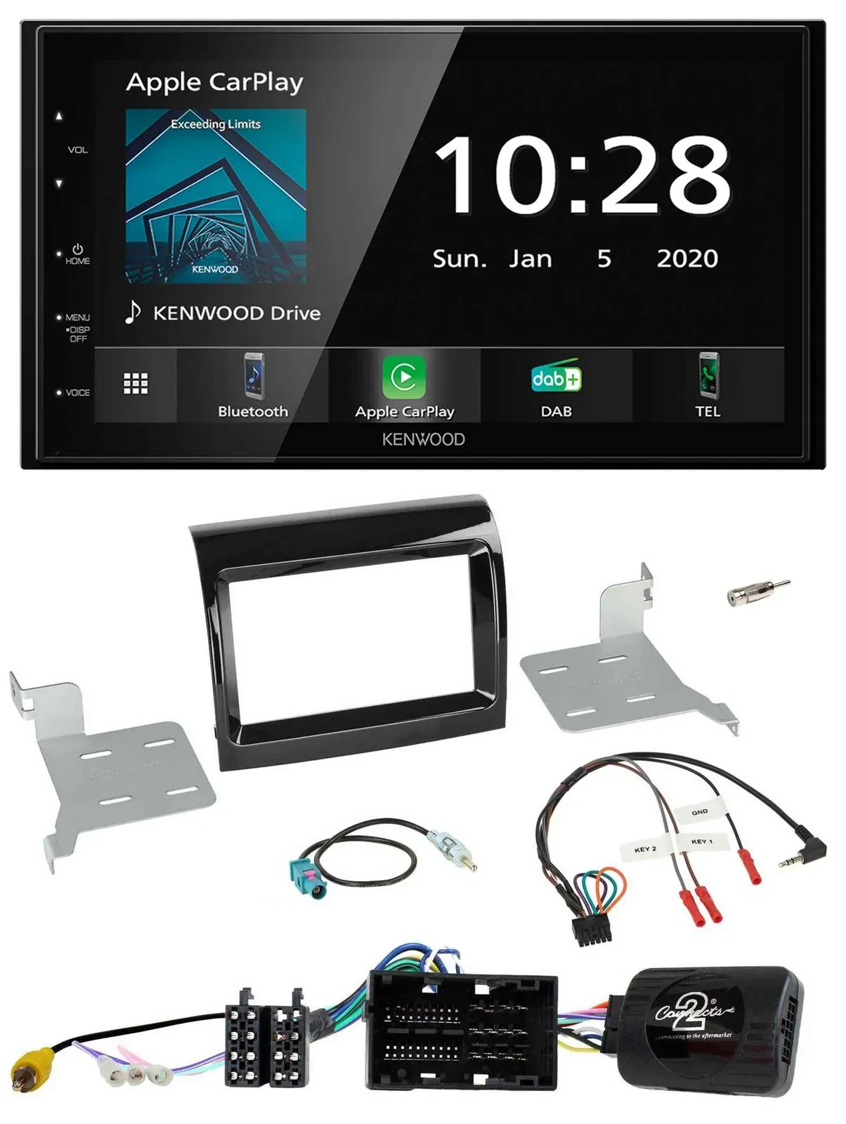 Kenwood Bluetooth Lenkrad DAB USB 2DIN Autoradio für Citroen Jumper Fiat Ducato