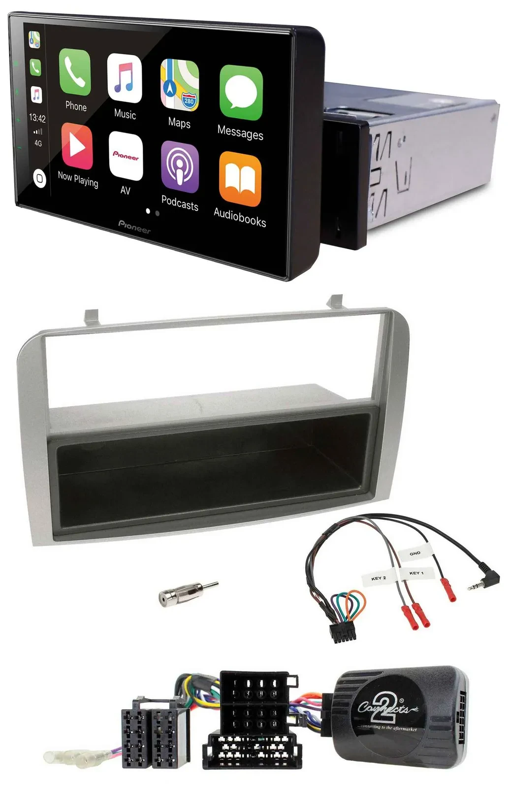 Pioneer Bluetooth Lenkrad DAB USB Autoradio für Alfa GT 147 07-10 silber Ablagef