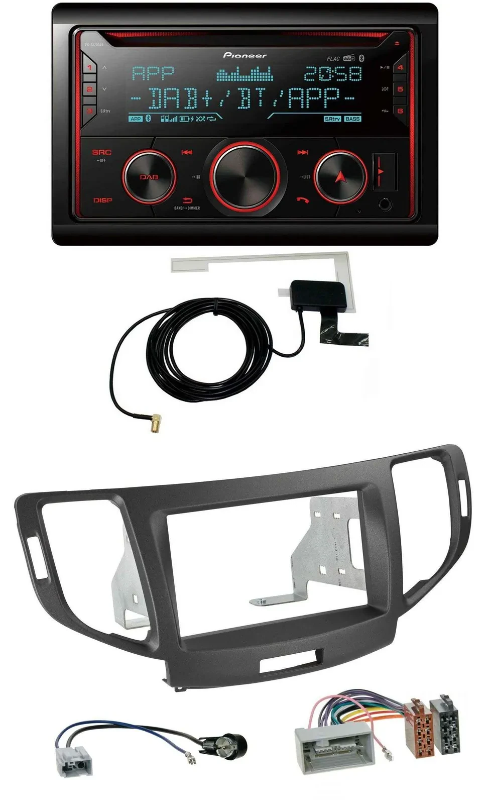 Pioneer 2DIN MP3 DAB USB CD Bluetooth Autoradio für Honda Accord ab 11 anthrazit