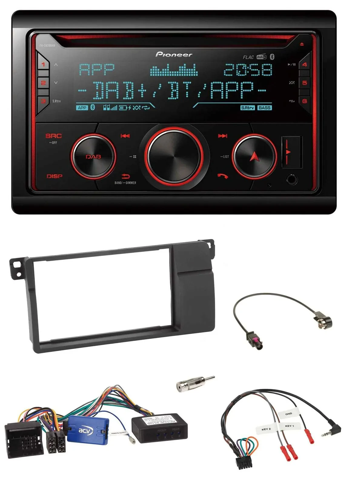 Pioneer 2DIN DAB Lenkrad Bluetooth USB CD Autoradio für BMW 3er E46 2002-2006 sc