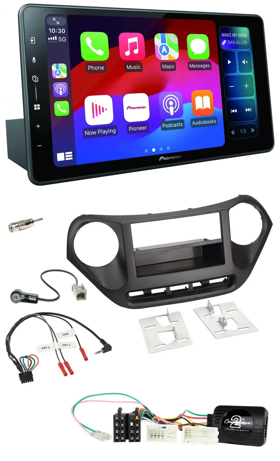 Pioneer Bluetooth DAB Lenkrad USB Autoradio für Hyundai i10 ab 2014 schwarz