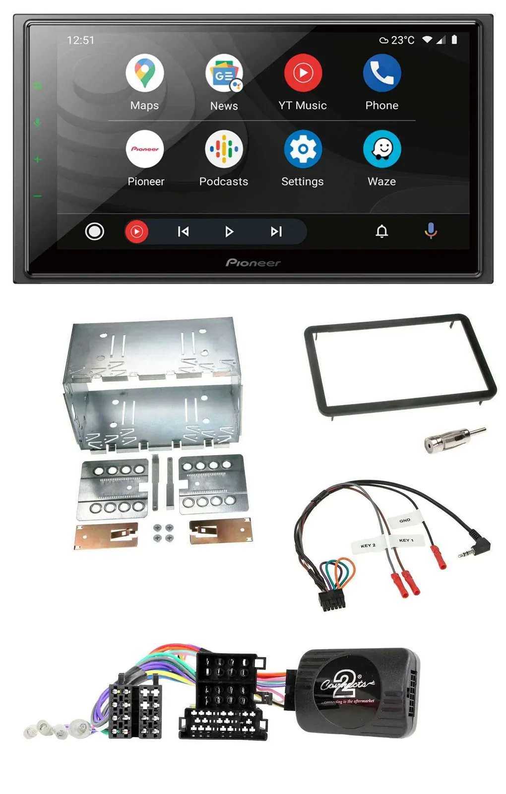Автомагнитола Pioneer 2-DIN, DAB, Bluetooth, USB для Alfa Romeo 159/Brera/Spider, совместим с кнопками на руле