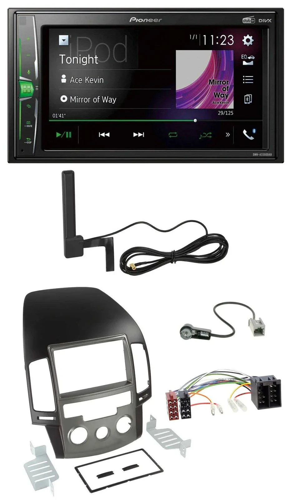 Автомагнитола Pioneer 2-DIN, DAB, Bluetooth, MP3, AUX для Hyundai i30 (с 2008)