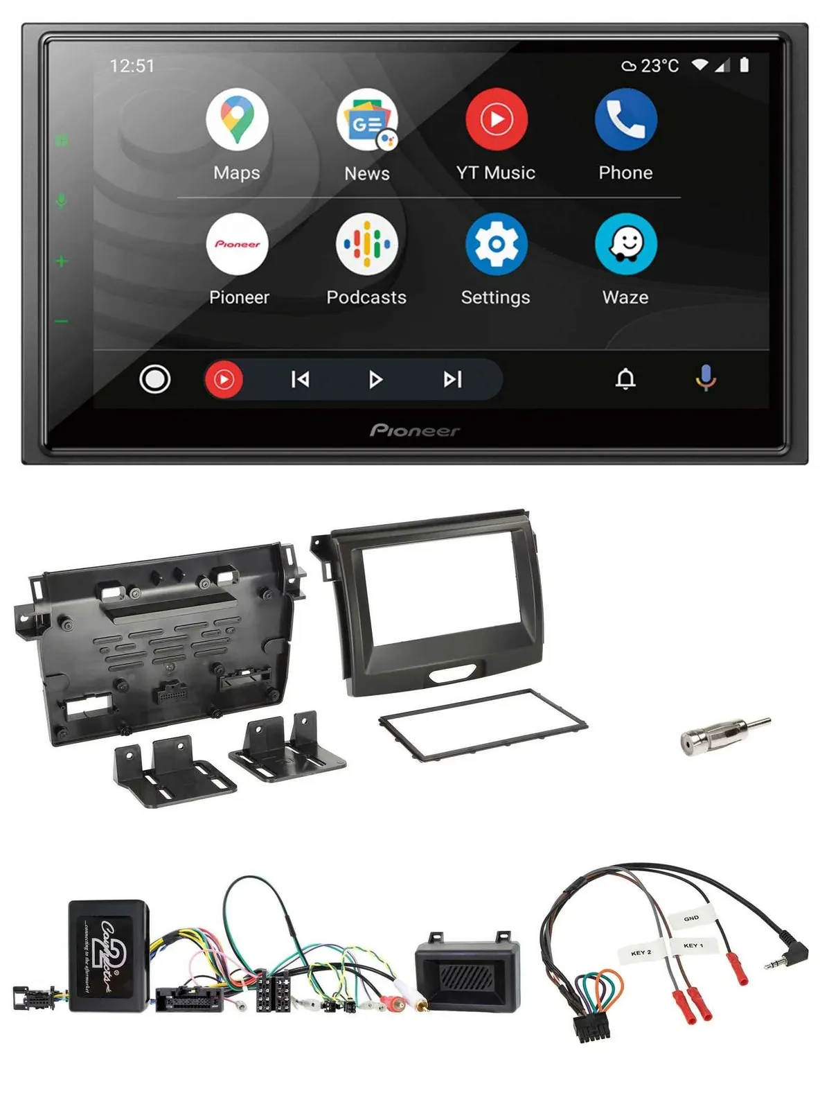 Автомагнитола для Ford Ranger Pioneer 2DIN, DAB, Bluetooth, USB, поддержка управления на руле