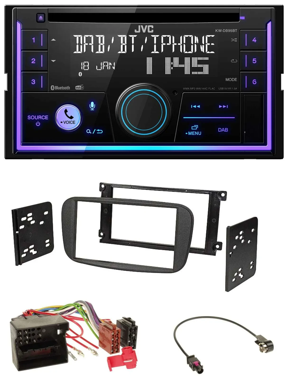 JVC MP3 USB 2DIN DAB Bluetooth CD Autoradio für Ford S-Max ab 2007 Mondeo schwar