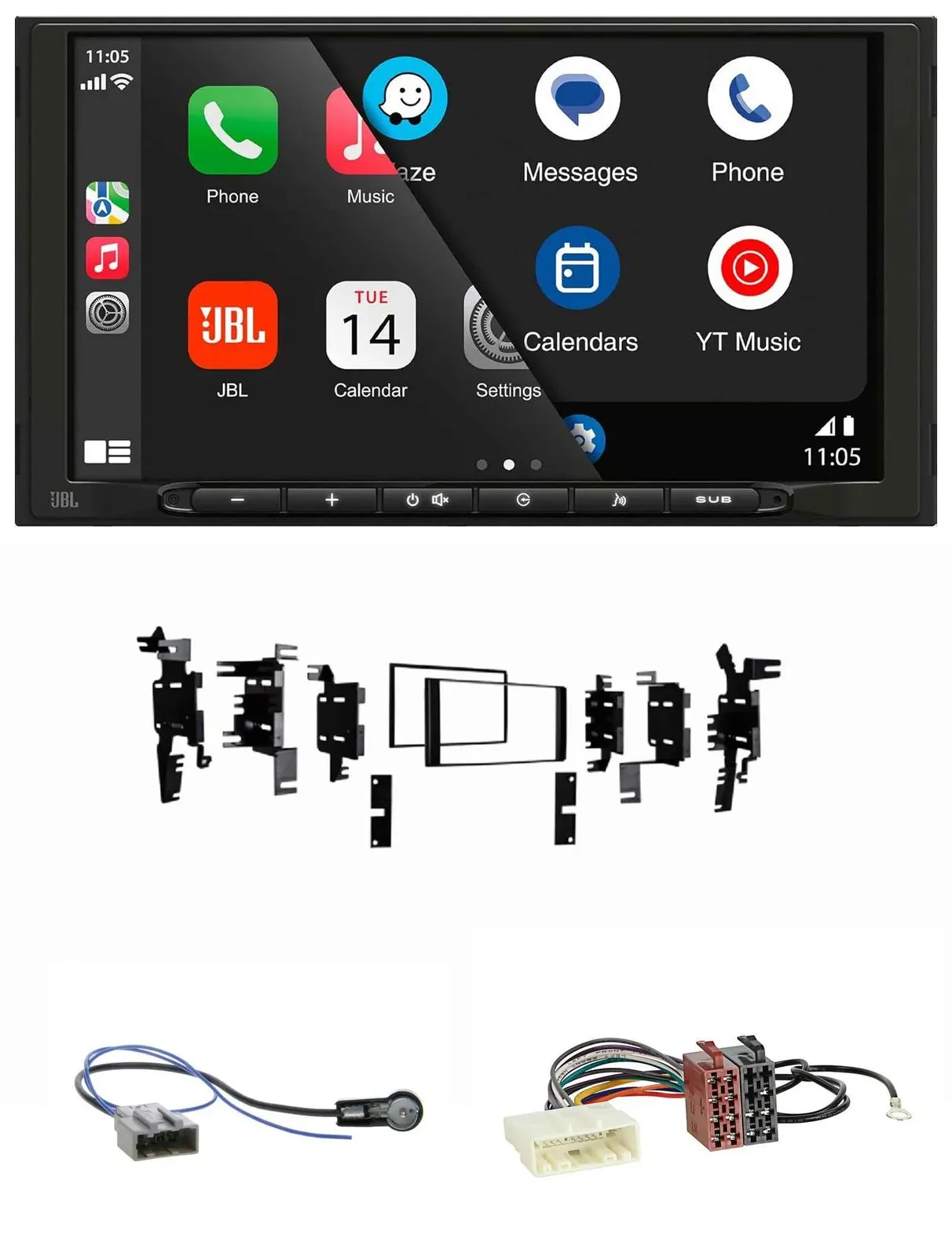 Автомагнитола для Nissan Tiida/Versa C11 (2007–2011) JBL 2DIN, DAB, Bluetooth, USB, MP3