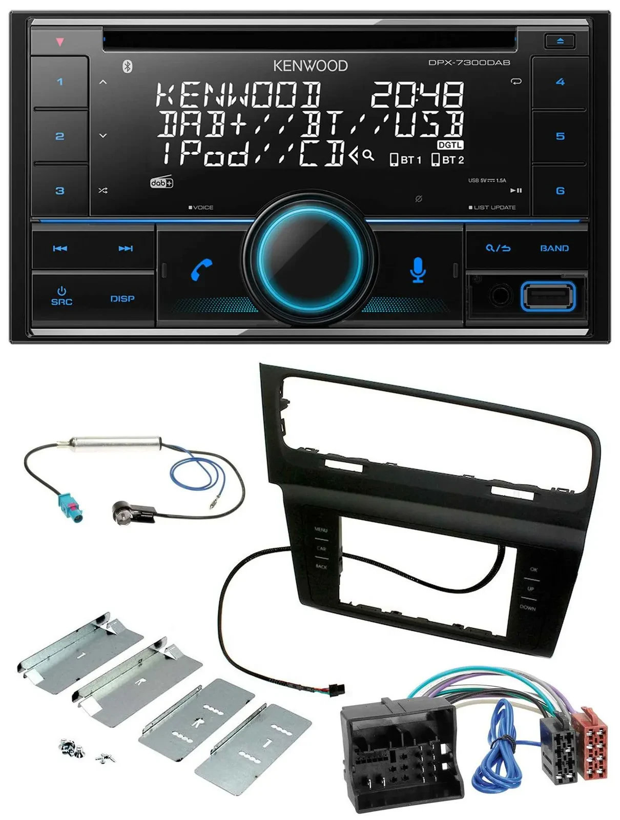 Kenwood CD 2DIN DAB USB MP3 Bluetooth Autoradio für VW Golf VII (ab 11/2012)