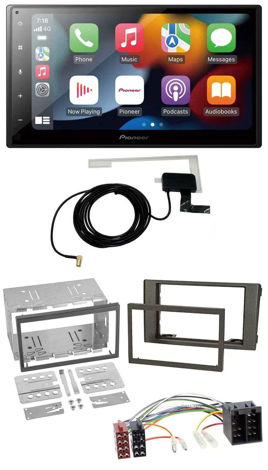 Автомагнитола Pioneer 2-DIN MP3 USB Bluetooth DAB для Iveco Daily 2006–2014, тёмно-серый