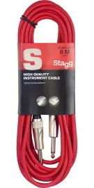 Кабель для гитары Stagg SGC6DL CRD RED 20' (красный), Jack 6.3 мм — Jack 6.3 мм, металлические разъемы