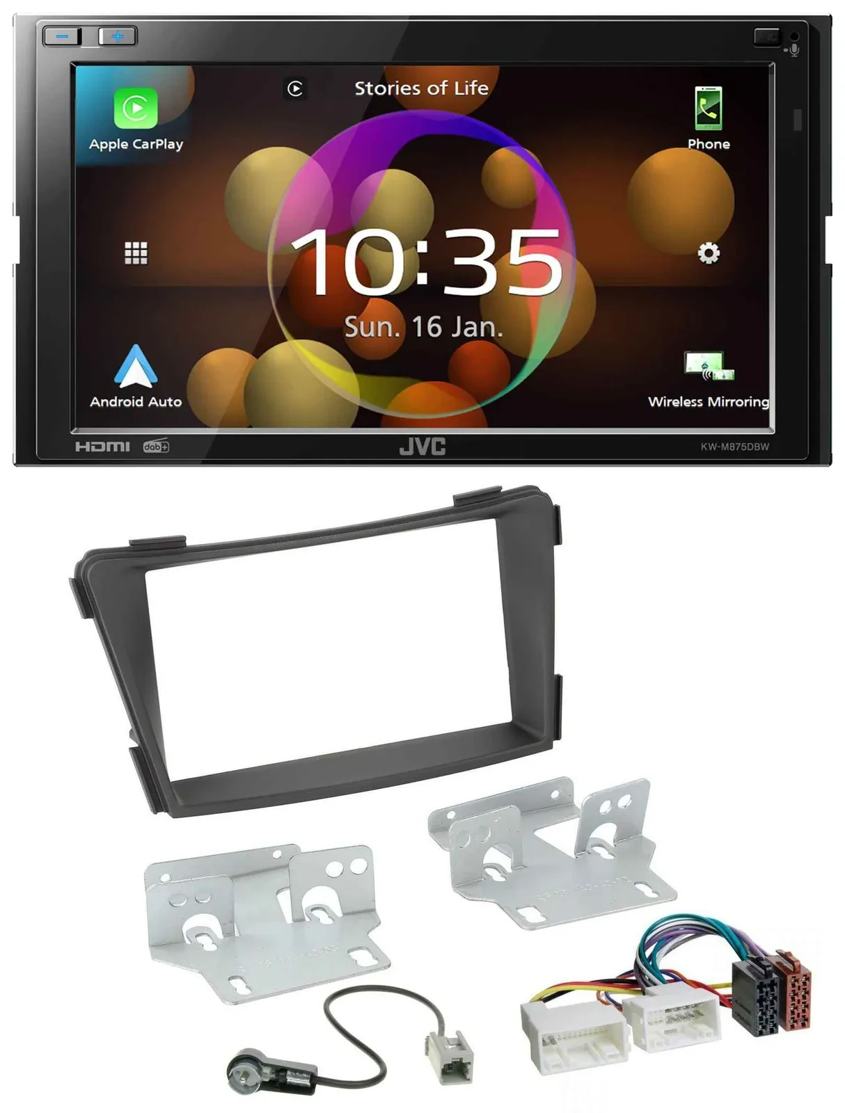 JVC DAB MP3 2DIN Bluetooth USB Autoradio für Hyundai i40 VF ab 2011 schwarz
