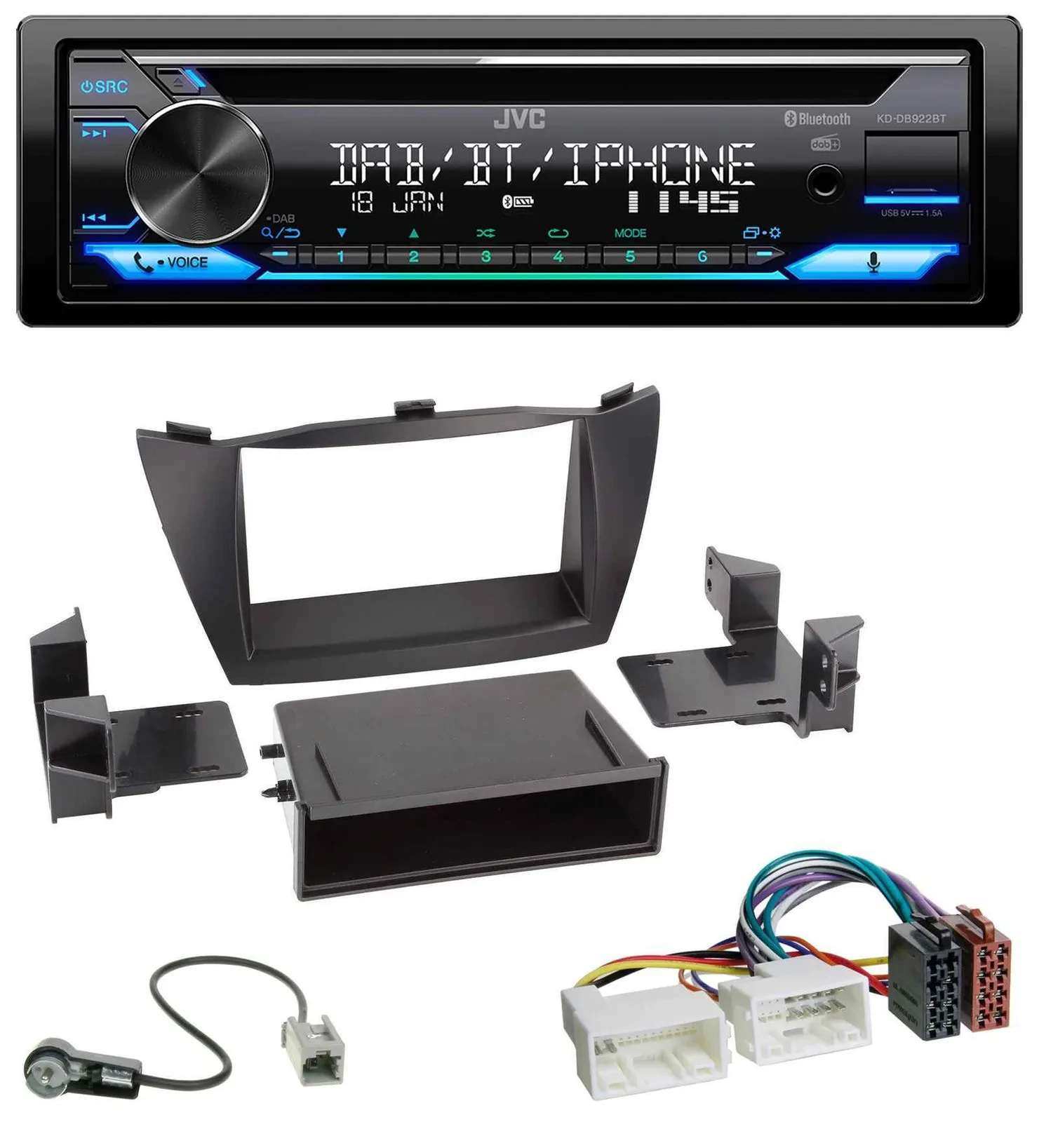 Автомагнитола для Hyundai ix35 (2010–2013) JVC Bluetooth, DAB, CD, USB, MP3