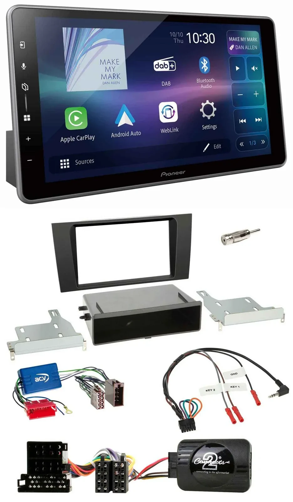 Pioneer Bluetooth USB DAB Lenkrad Autoradio für Audi A4 B5 1999-2001 Aktivsystem