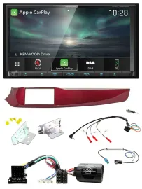 Kenwood Bluetooth USB 2DIN Lenkrad TMC DAB Navigation für Alfa Giulietta rot 940