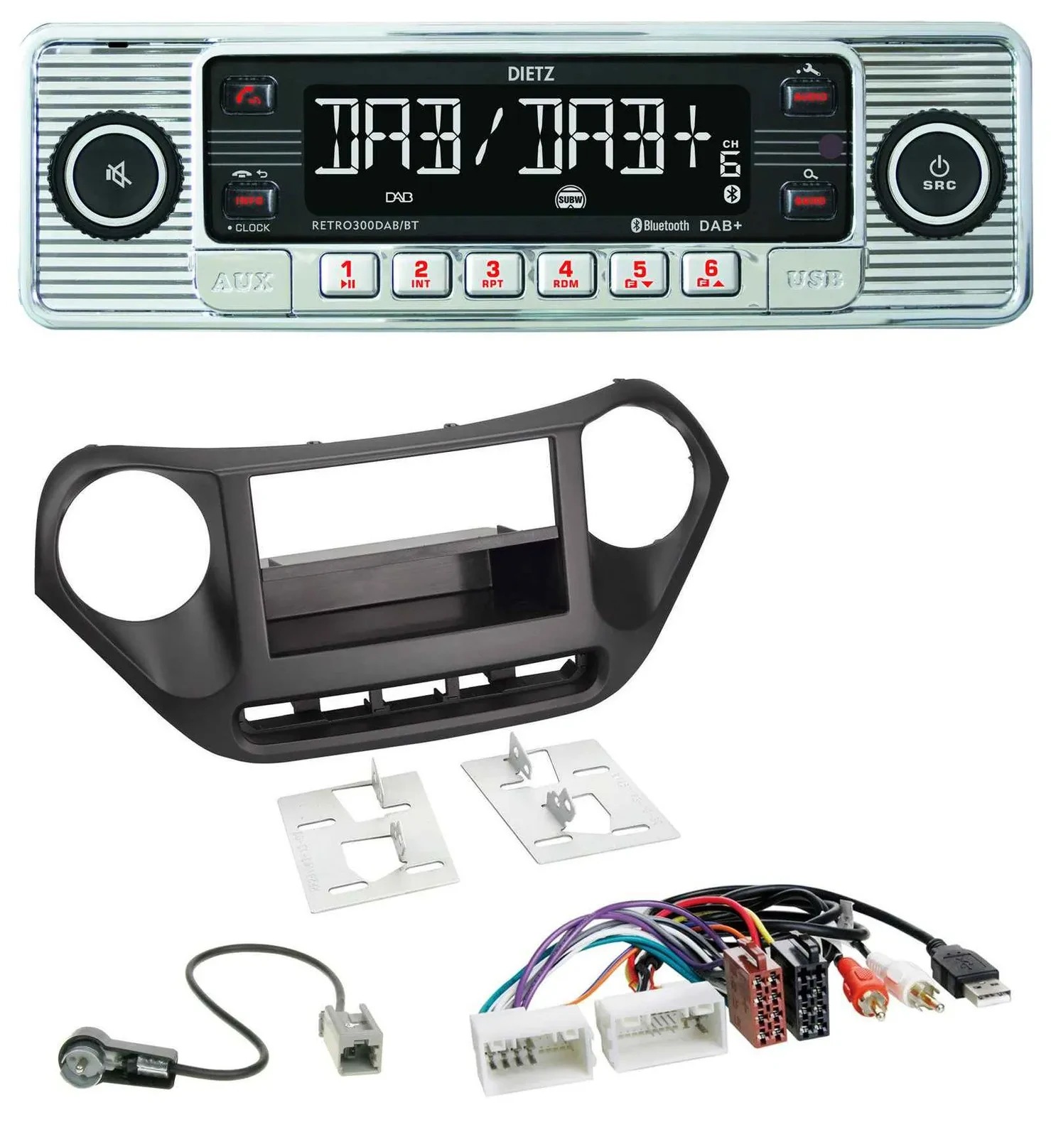 Автомагнитола для Hyundai i10 (с 2013) Dietz Bluetooth, MP3, DAB, USB, AUX