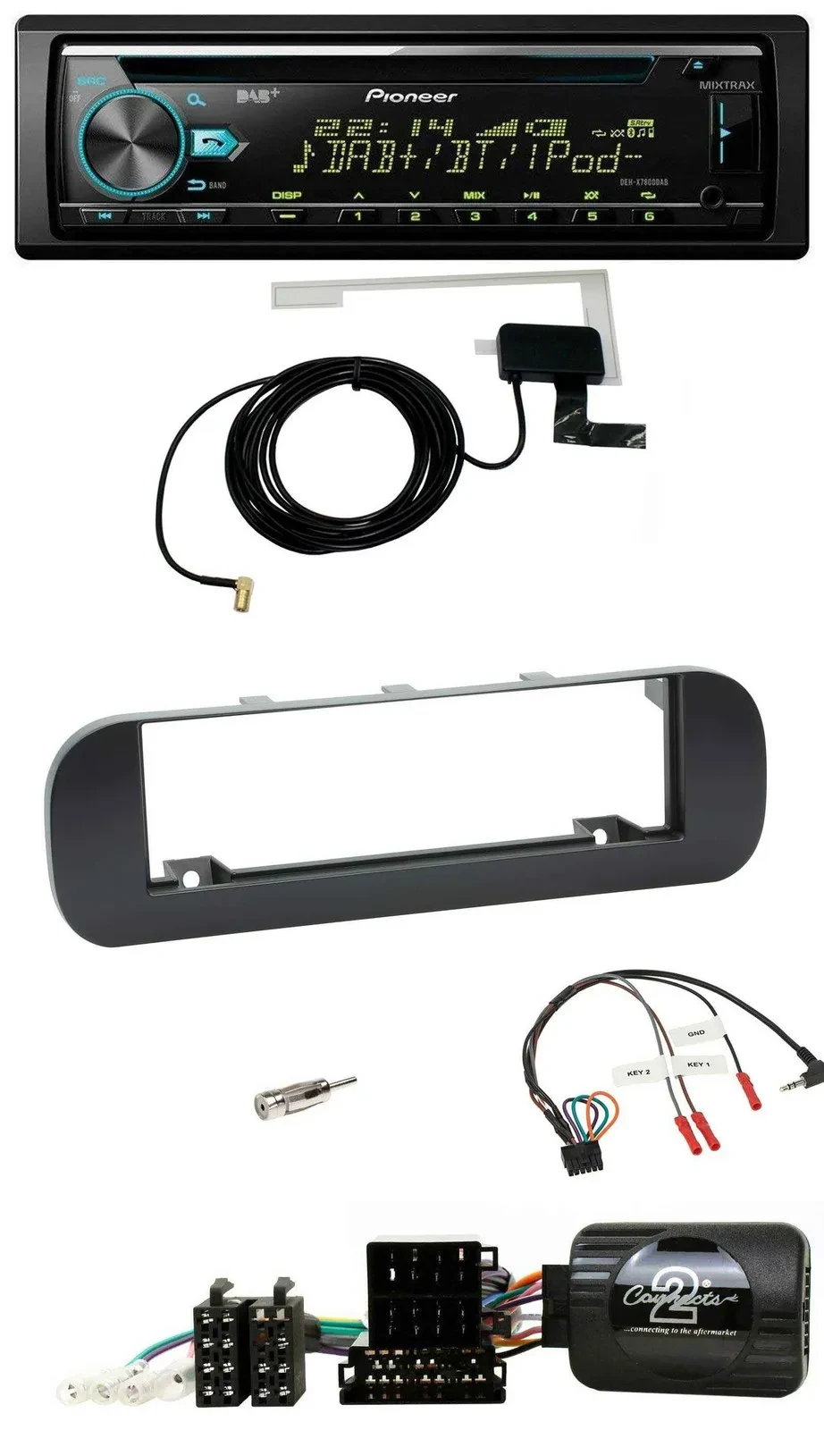 Pioneer MP3 Lenkrad CD USB DAB Autoradio für Fiat Panda 2012-2020 schwarz