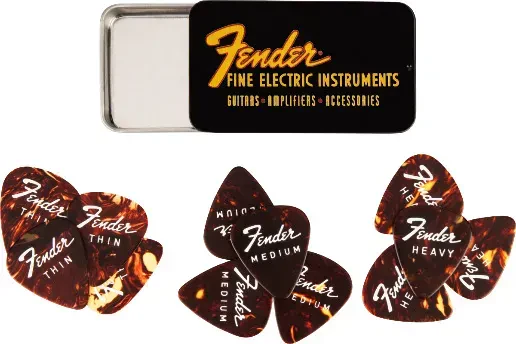 Медиаторы для электрогитары Fender Fine Electric Pick Tin (набор, 12 шт., Thin/Medium/Heavy)