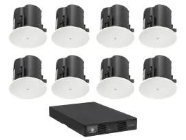 (8) JBL Control 424C/T 4" Commercial 70v Ceiling Speakers+Crown Amp 4 Restaurant