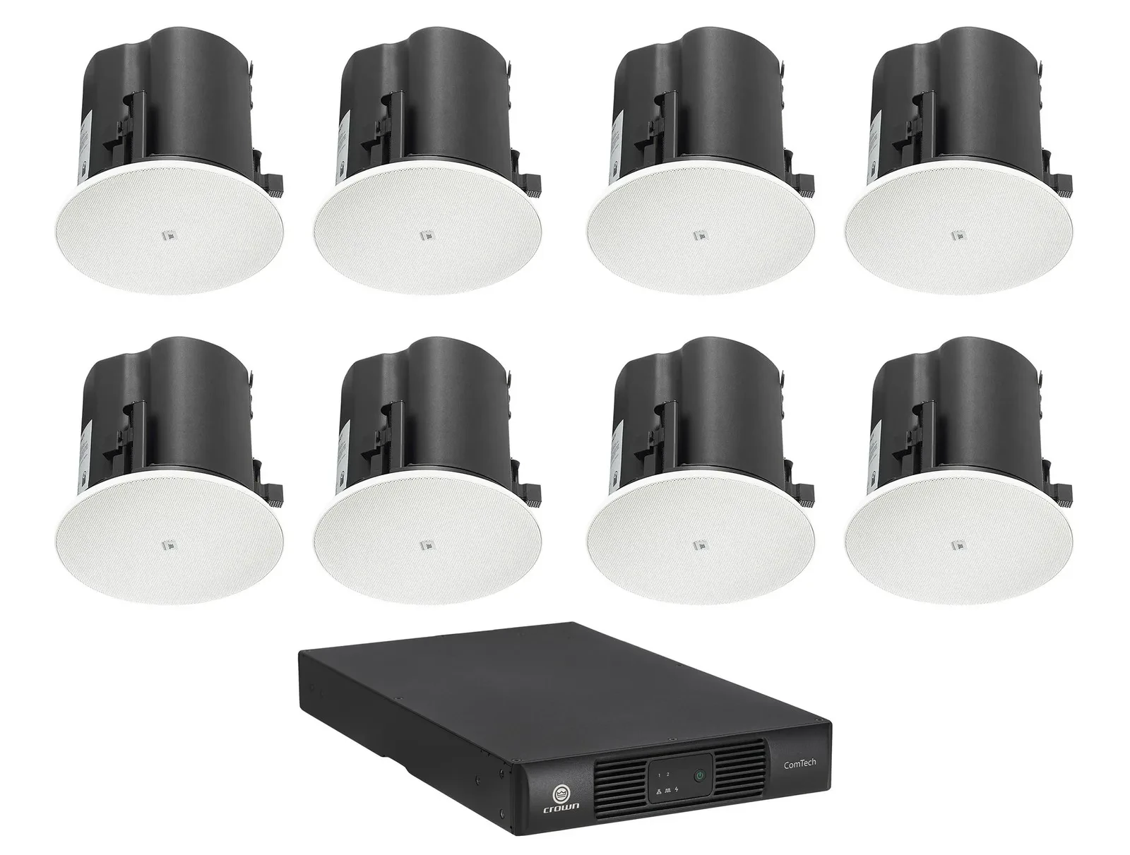 (8) JBL Control 424C/T 4" Commercial 70v Ceiling Speakers+Crown Amp 4 Restaurant