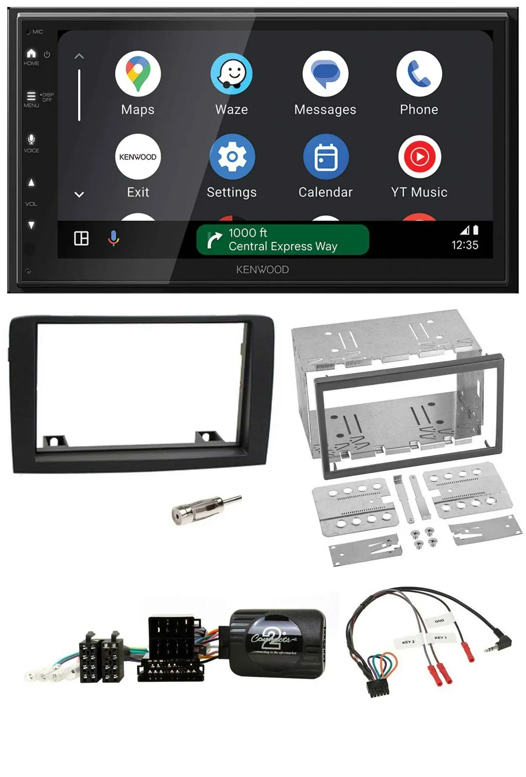 Автомагнитола Kenwood 2-DIN, DAB, Bluetooth, USB, совместимая с кнопками на руле, для Fiat Idea (2006–2012), черная
