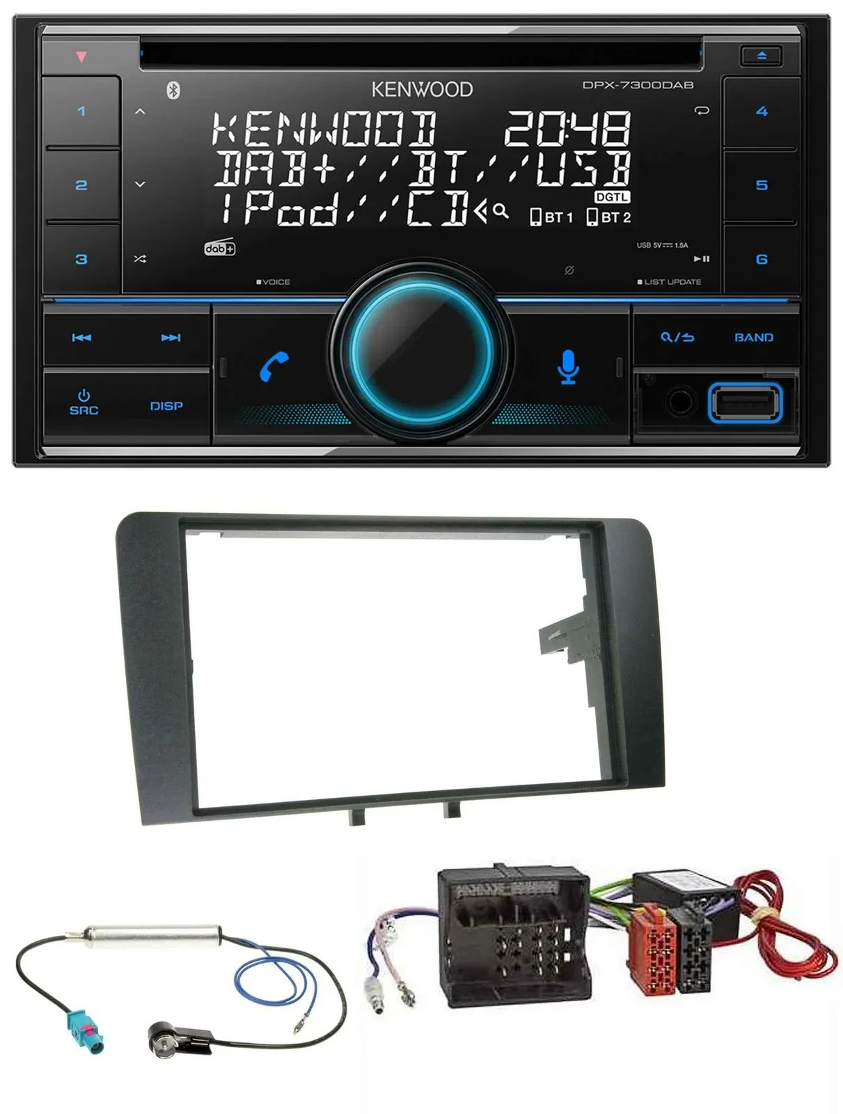 Автомагнитола для Audi A3 8P (2003–2012) Kenwood CD, 2DIN, DAB, USB, MP3, Bluetooth