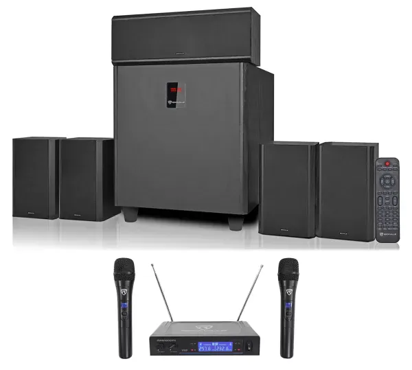 Rockville HTS820 Bluetooth Home Theater / Karaoke Machine System w/Wireless Mics