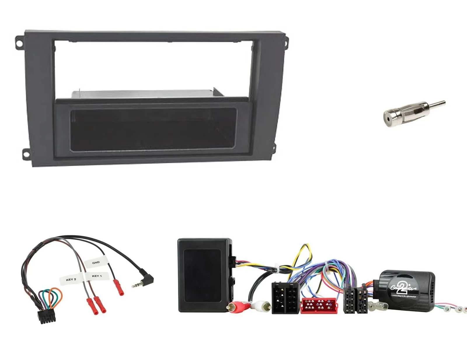 Radioset Lenkradadapter DIN Autoradio für Porsche Cayenne 2002-2007 schwarz
