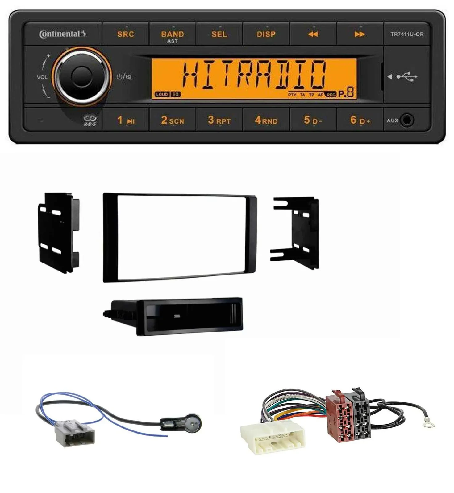 Автомагнитола для Nissan Micra Continental 1-DIN USB/AUX MP3 черный матовый