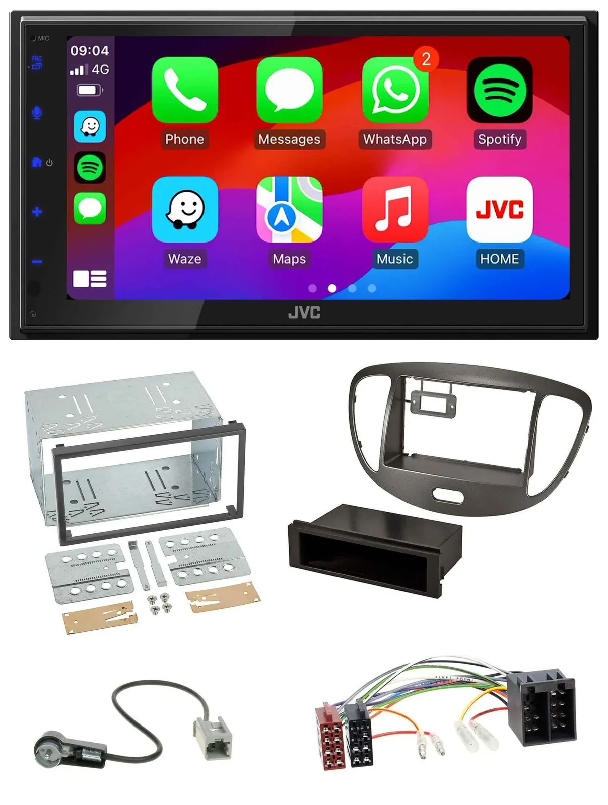 JVC Bluetooth 2DIN MP3 DAB USB Autoradio für Hyundai i10 2008-13 dunkelsilber