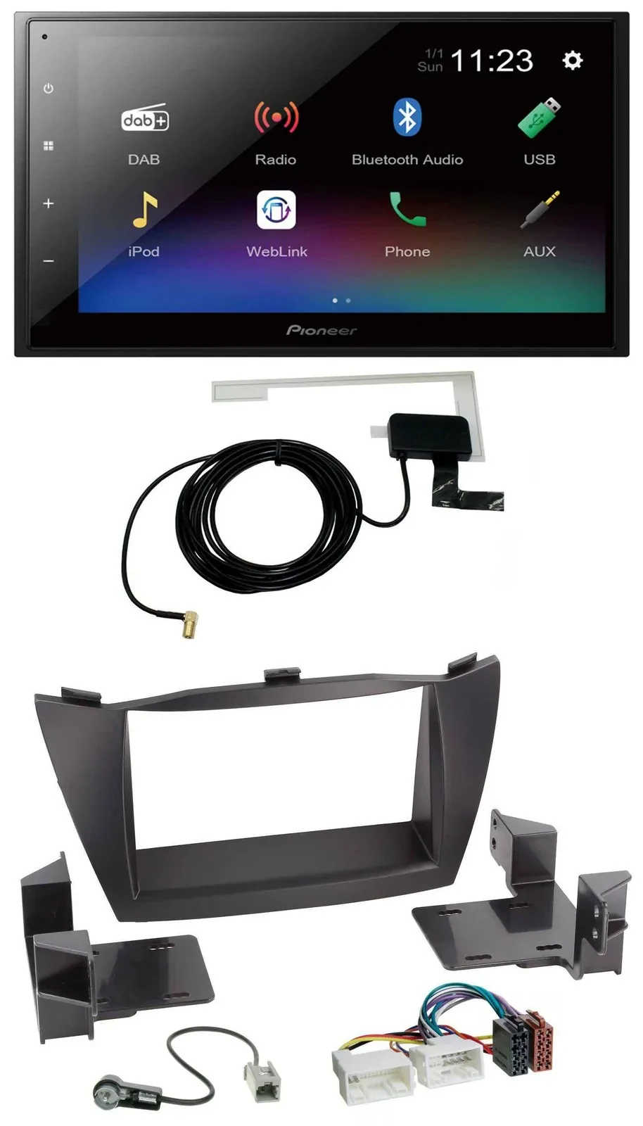 Pioneer DAB MP3 Bluetooth 2DIN USB Autoradio für Hyundai ix35 (2010-2013)