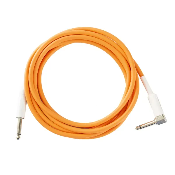 Instrumentenkabel 3m, Klinke Mono zu Winkelklinke, Orange, PVC-Ummantelung