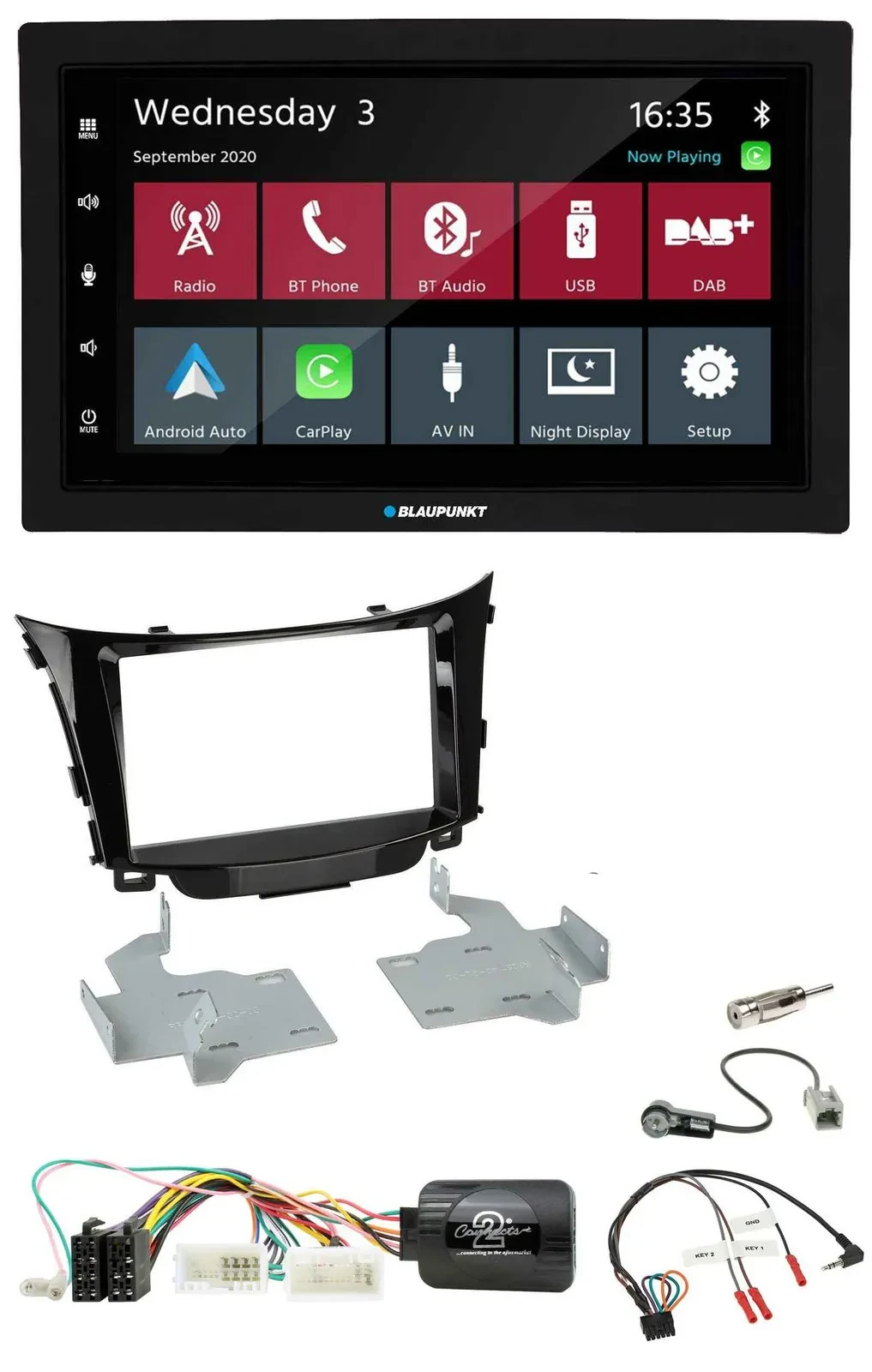 Blaupunkt 2DIN Lenkrad USB Bluetooth DAB Autoradio für Hyundai i30 2012-2017