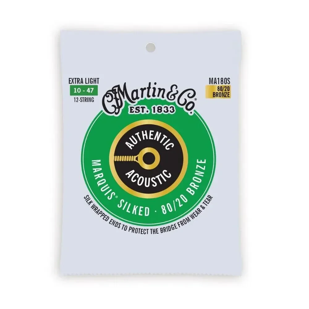 Струны для акустической гитары Martin Guitars MA180S Authentic 80/20 Bronze Extra Light 10-47