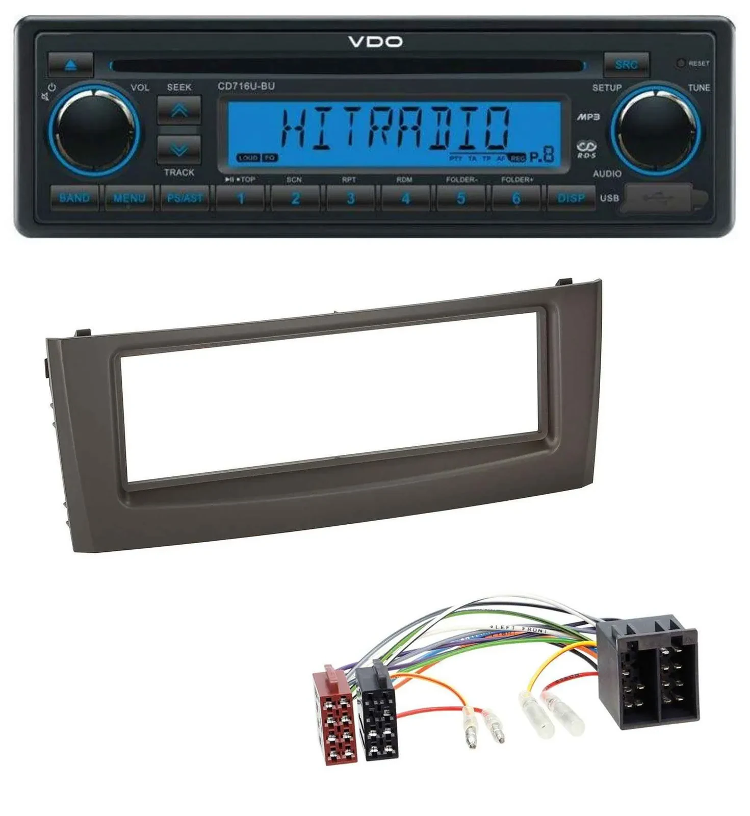 VDO AUX MP3 1DIN CD USB Autoradio für Fiat Grande Punto Punto ab 05 schwarz