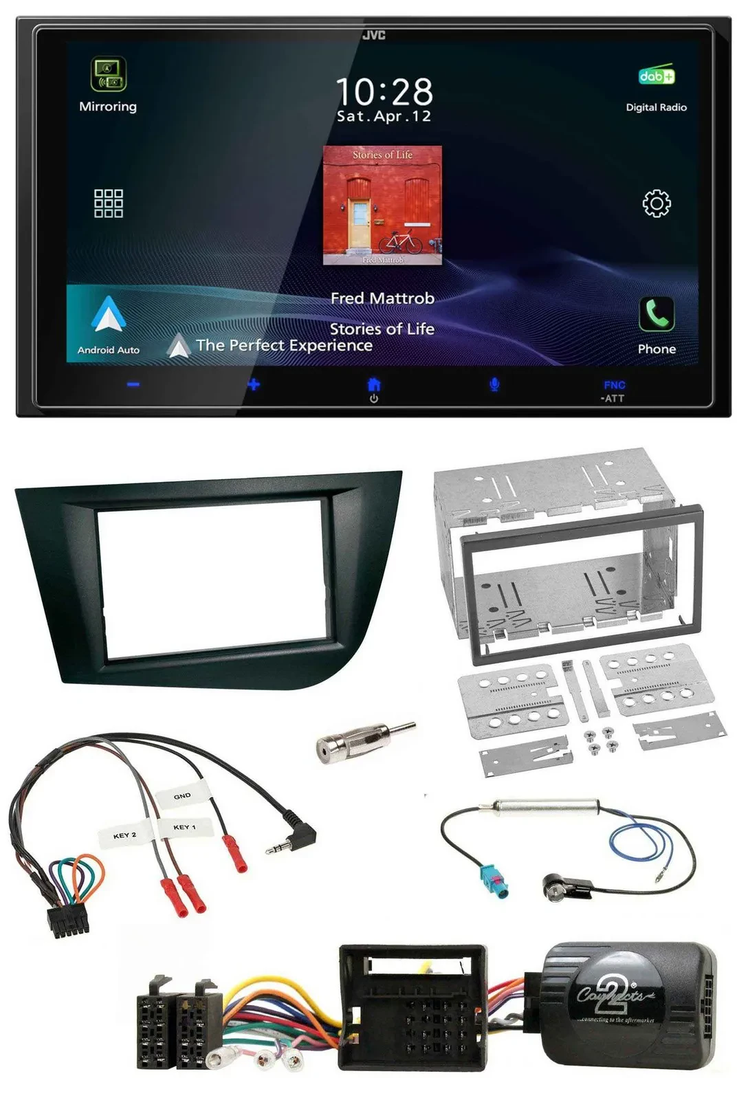 JVC USB Bluetooth 2DIN DAB Lenkrad Autoradio für Seat Leon 2005-2009 schwarz