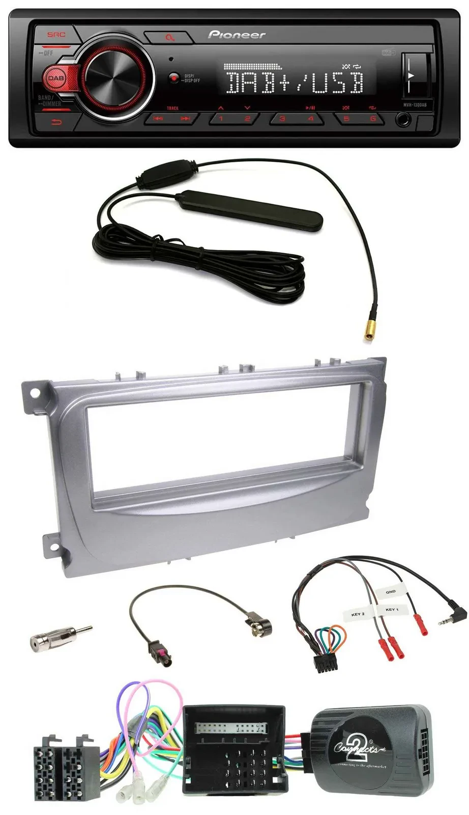 Pioneer MP3 DAB 1DIN Lenkrad USB Autoradio für Ford Galaxy C-Max Focus Can-Bus 2