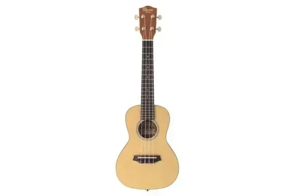 Ohana CKS-22E Solid Spruce Top Slim Body Elec/Acou Concert Ukulele w/Gig Bag -Bl