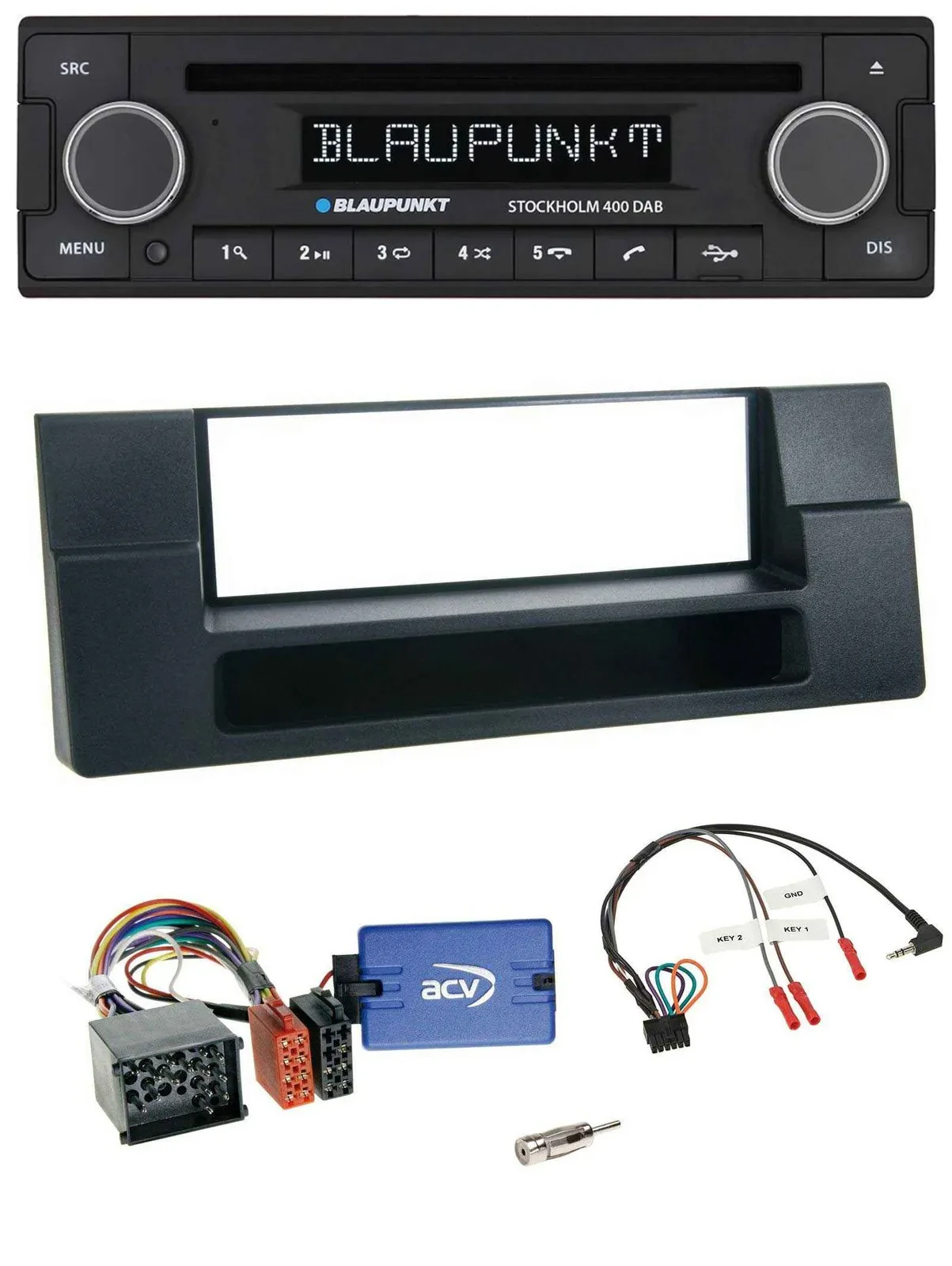 Blaupunkt Lenkrad Bluetooth DAB CD USB Autoradio für BMW 5er Ablage Rundpin