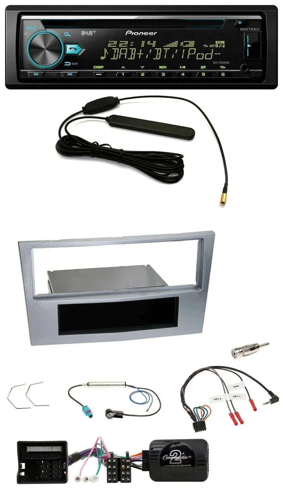 Автомагнитола Pioneer CD/MP3, DAB, USB для Opel Astra H/Zafira B/Corsa D, поддержка кнопок на руле, матовая