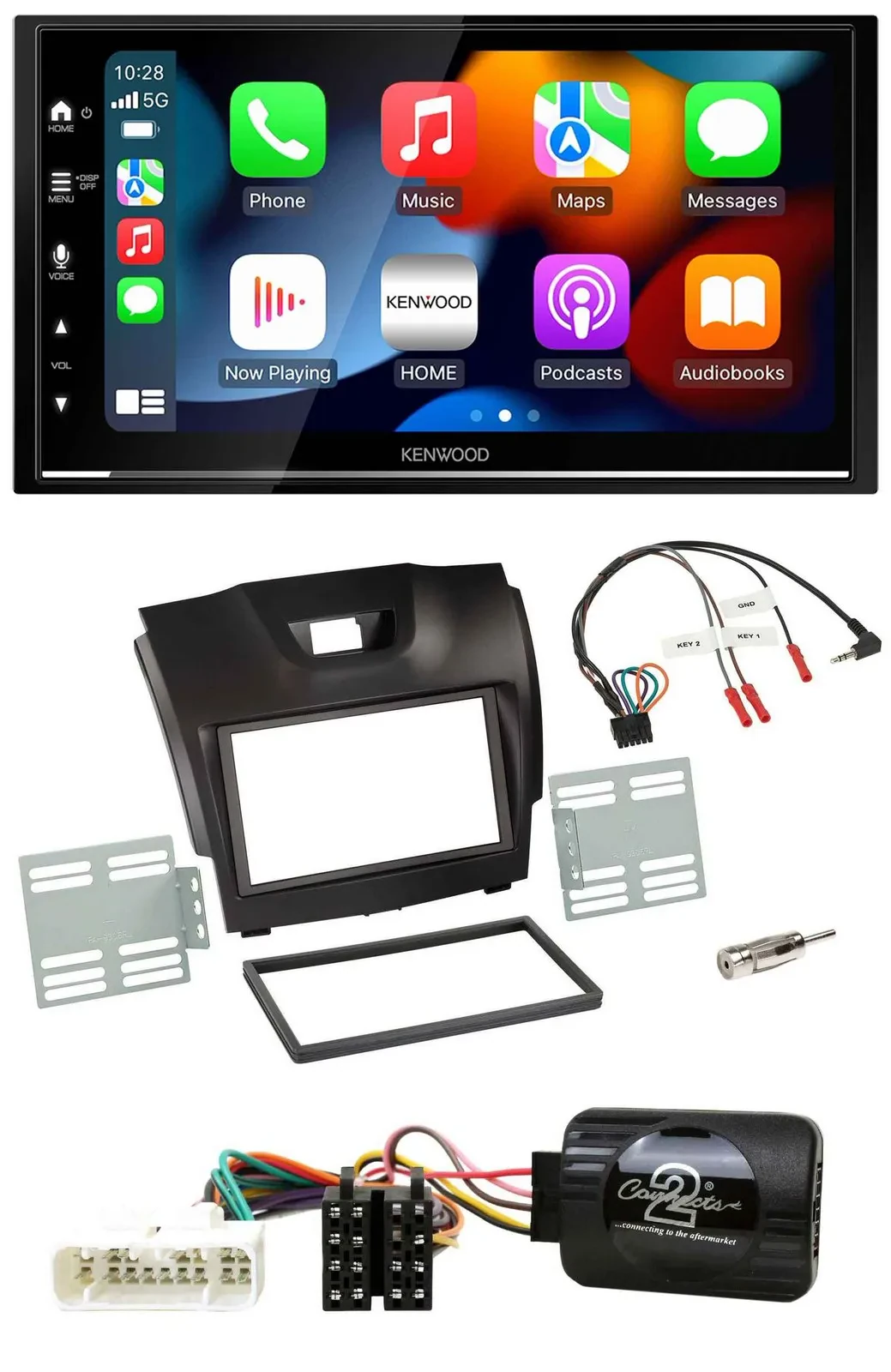Kenwood DAB USB Bluetooth 2DIN Lenkrad Autoradio für Isuzu D-Max ab 12 dunkelgra