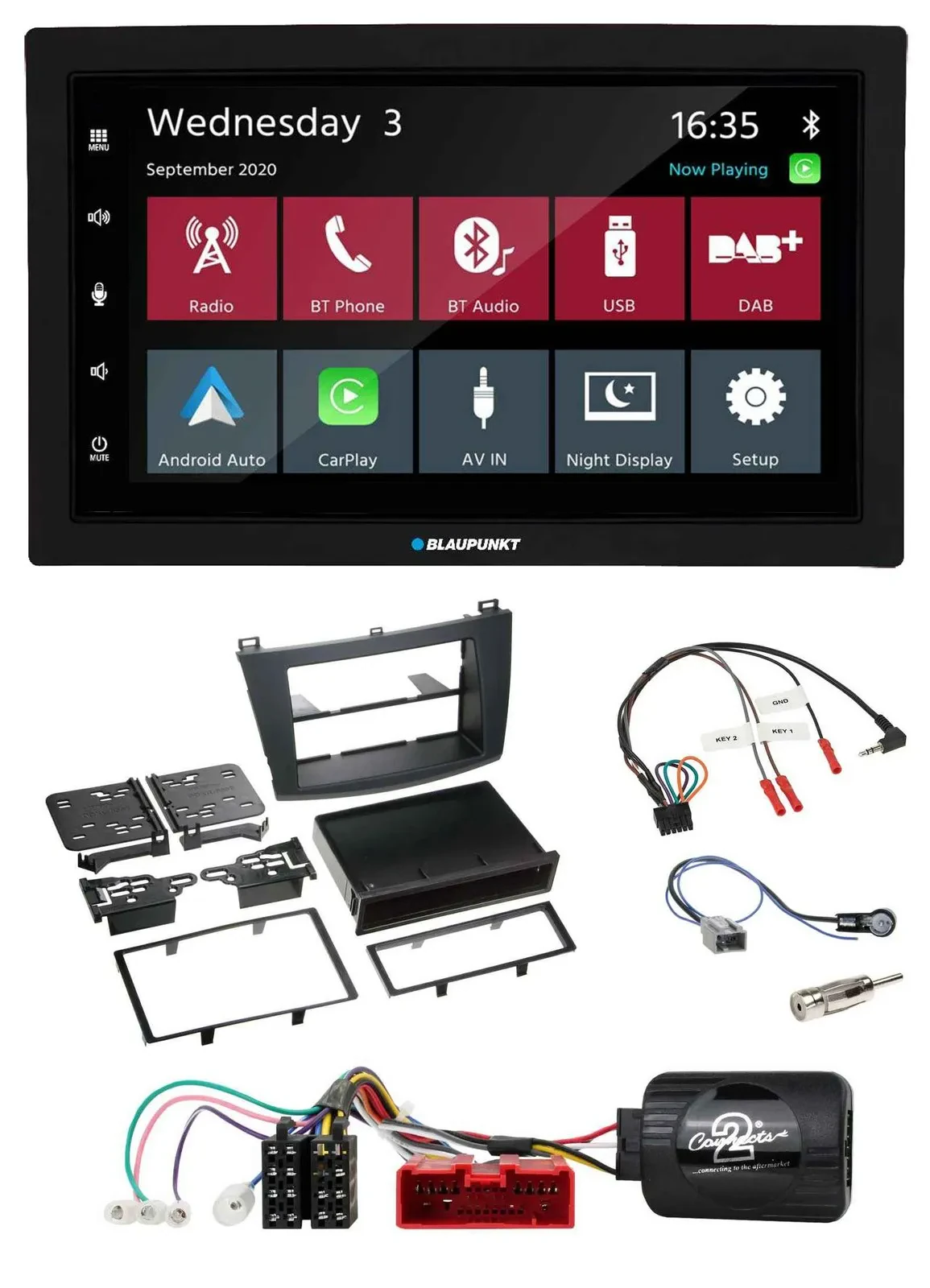 Blaupunkt DAB Bluetooth USB Lenkrad 2DIN Autoradio für Mazda 3 09-13 analog